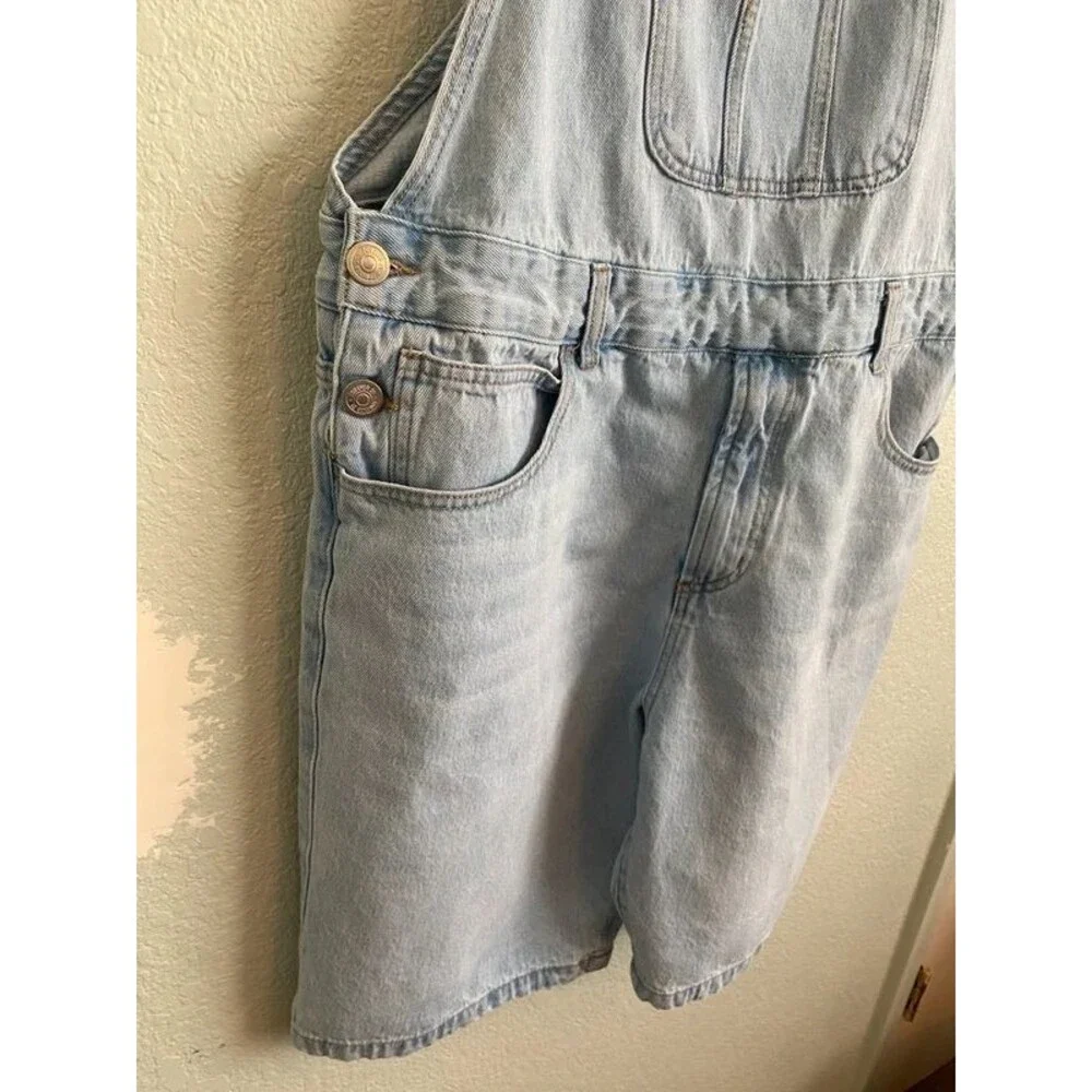 Forever 21 Light Wash Denim Shortalls Overalls Men XL 100% Cotton 90s Y2K Skater
